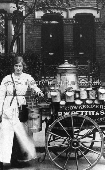 Pettit's Milk Delivery Barrow, Leyton London. c.1917.